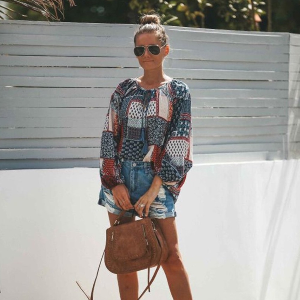 All Patterned Up Patchwork Blouse - image 1